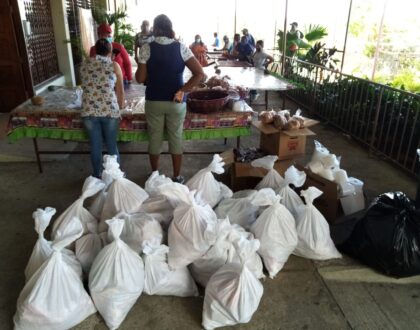 La parroquia La Natividad de María distribuye   más de 60 bolsas de alimentos