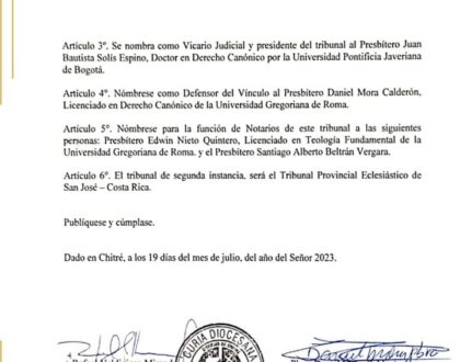 Diócesis de Chitré cuenta con Tribunal Eclesiástico